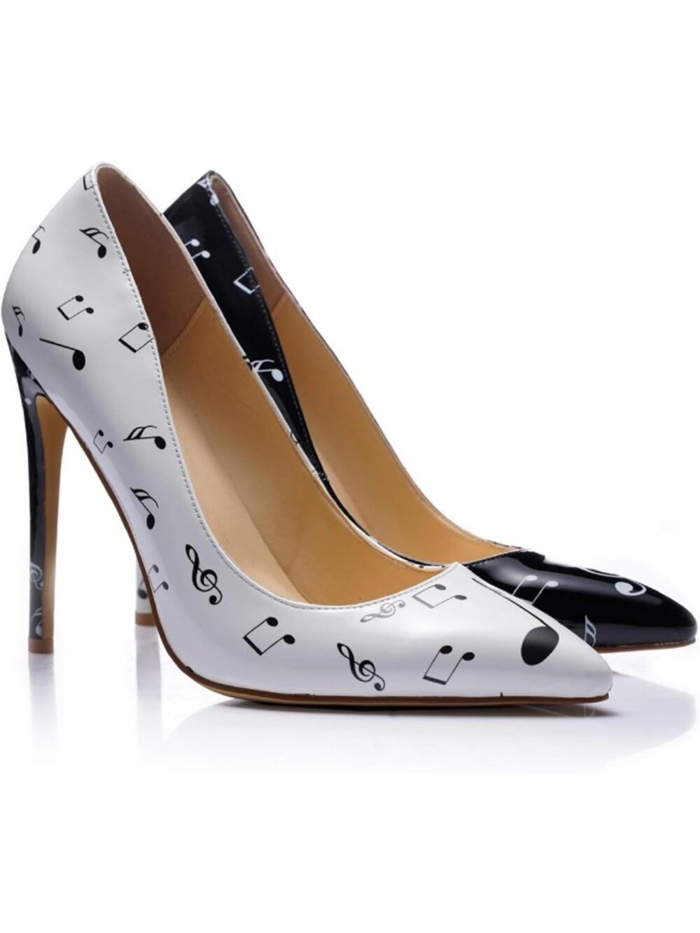 High Stiletto Heels Pumps, Music Note Print, Closed Toe Sexy Women's Shoes